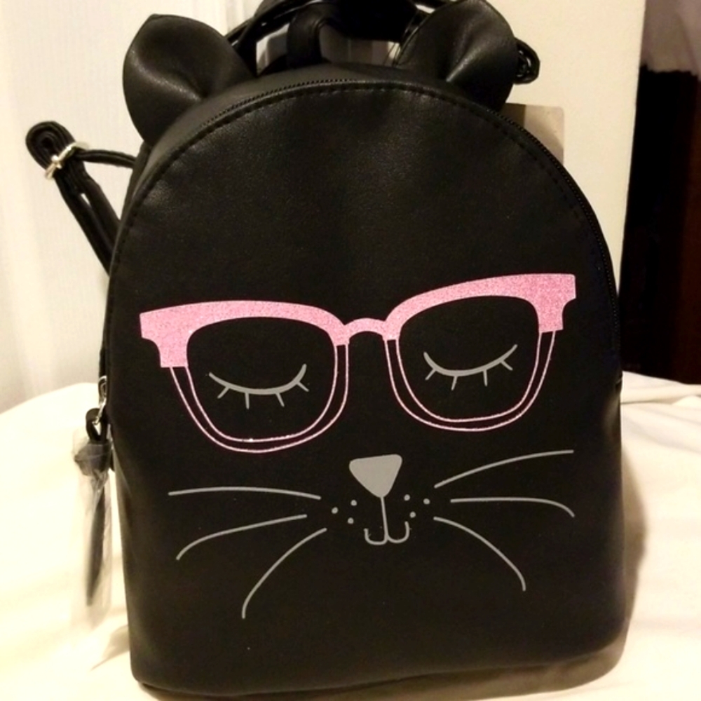 TEESHIRT&JEANS 🌞Cat with Pink Sparkly Glasses Backpack - Picture 8 of 16